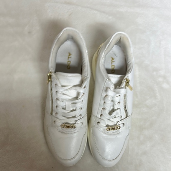 Aldo White and Gold Sneakers with Padded Ankle Collar - Picture 13 of 14
